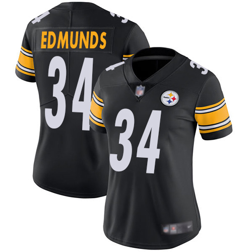Women Pittsburgh Steelers Football #34 Limited Black Terrell Edmunds Home Vapor Untouchable Nike NFL Jersey